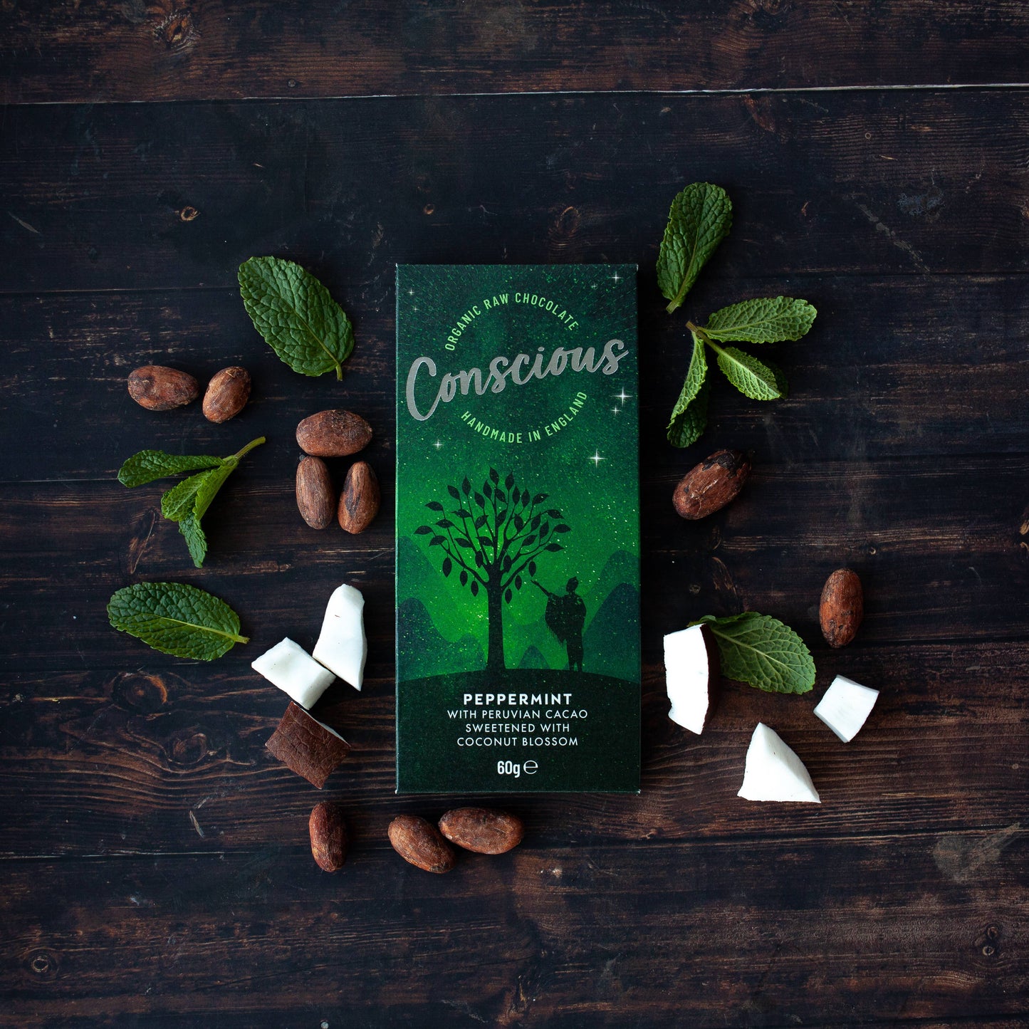 Peppermint Raw Organic Chocolate Bar