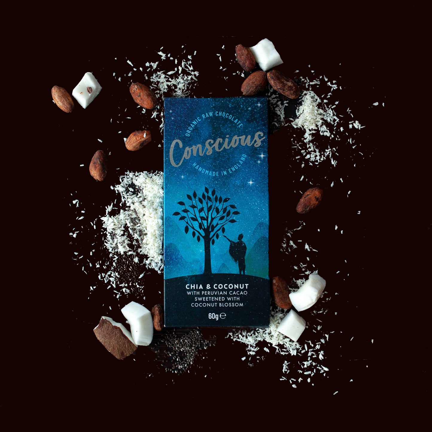 Chia & Coconut Raw Organic Chocolate Bar