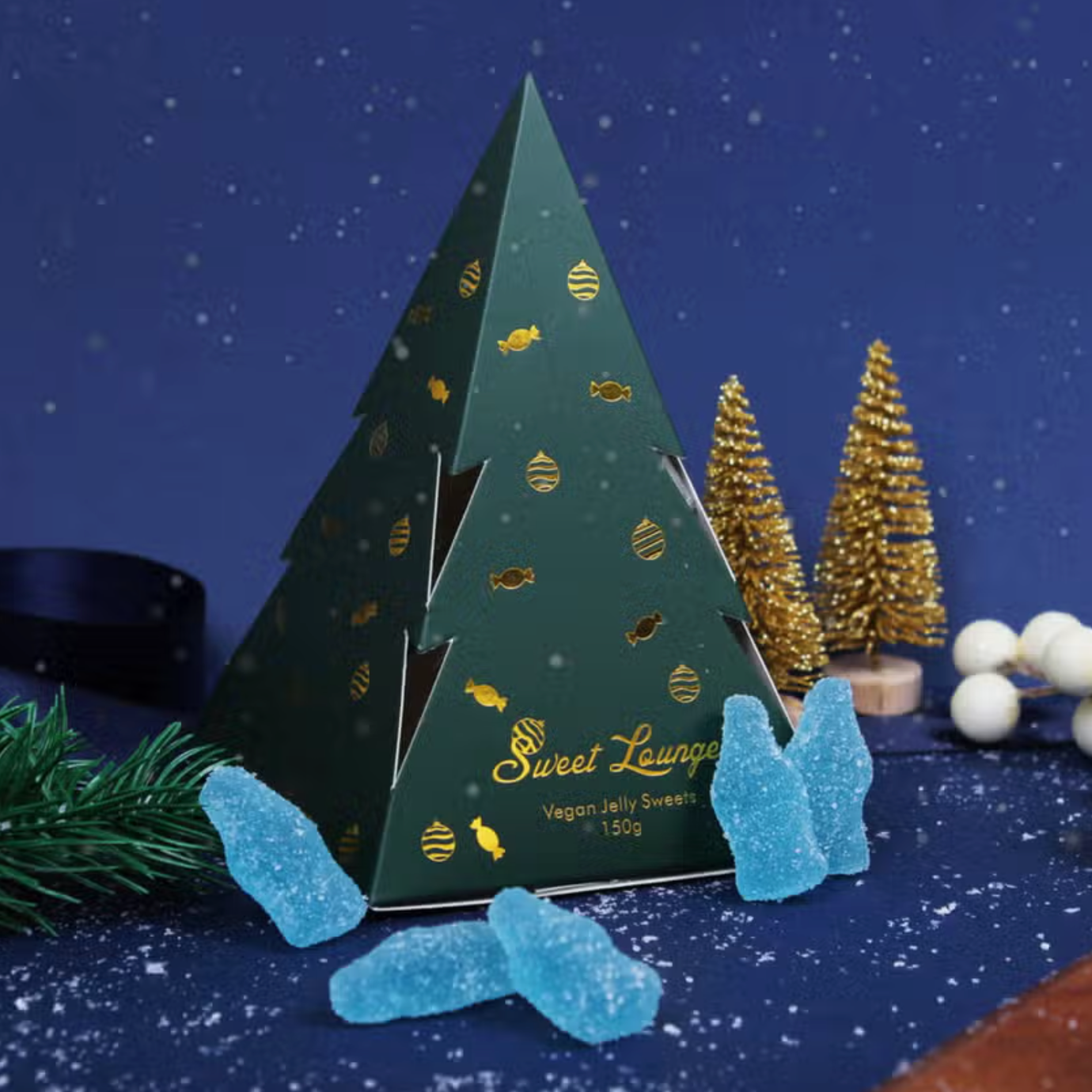 Christmas Tree Gift Box with Blue Raspberry Bottles