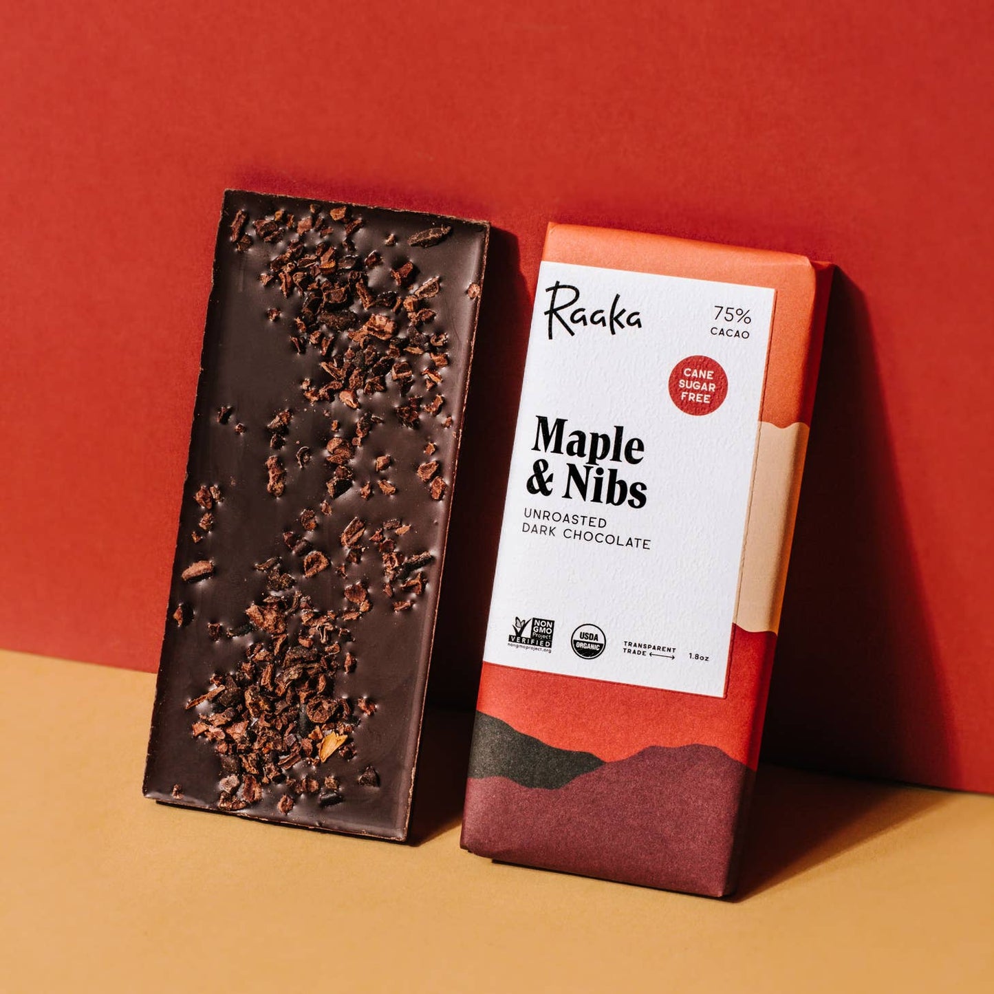 Maple & Nibs 75% Chocolate Bar